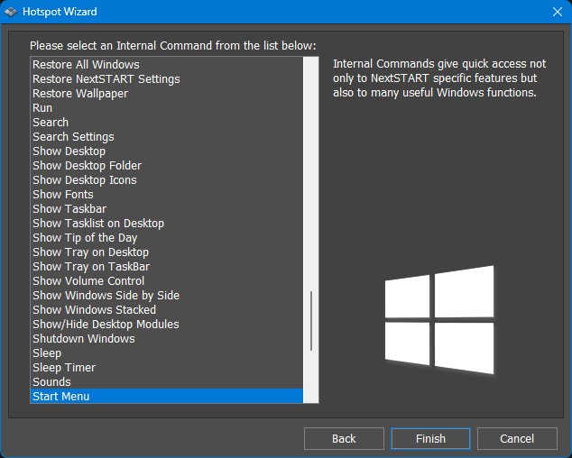Hotspot Wizard internal command action