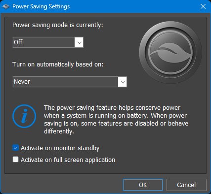 Power Saving settings