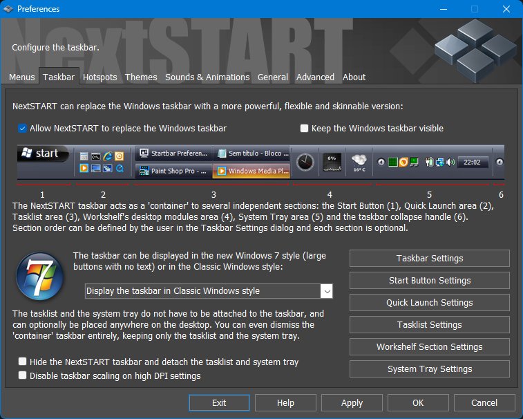 Preferences - Taskbar tab