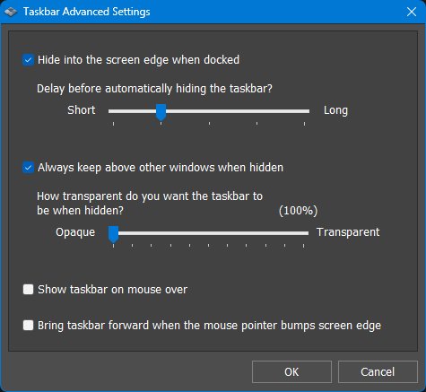 Advanced taskbar settings