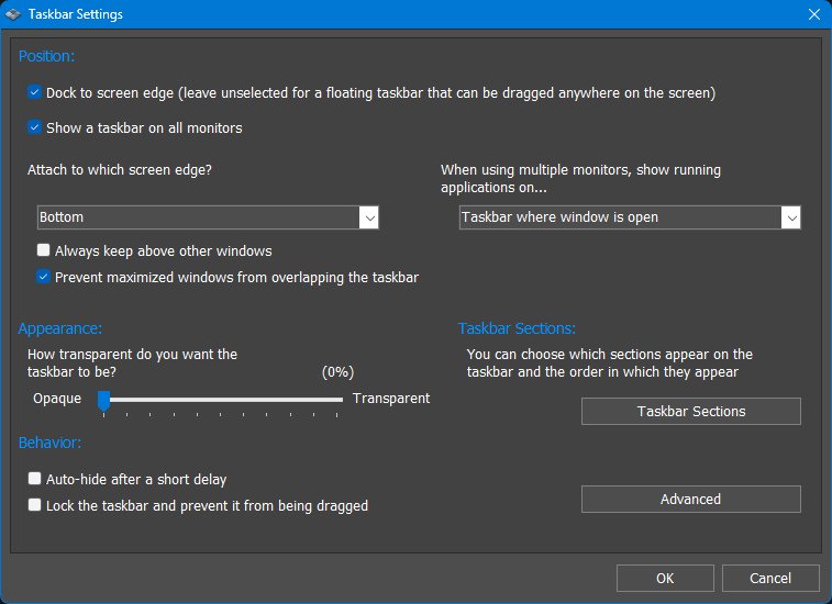 Taskbar Settings
