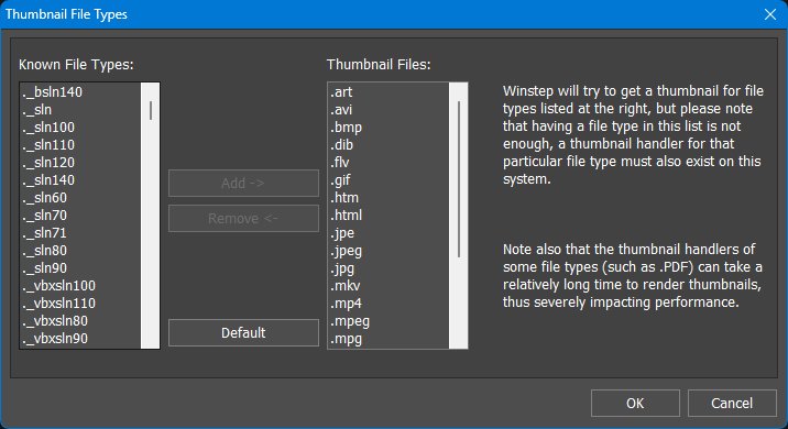 Thumbnail file types