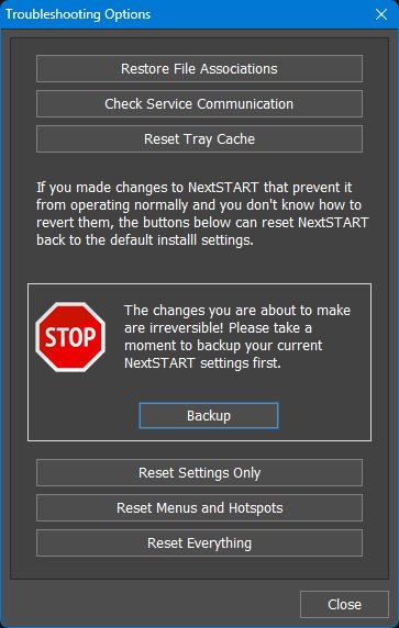 Troubleshooting options