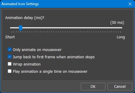 Animated Icon Settings dialog