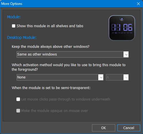 Module More Options dialog