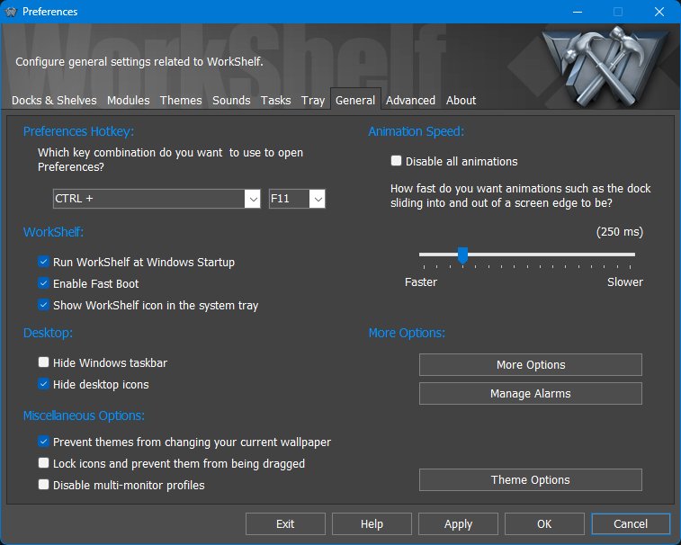 Main Preferences - General tab