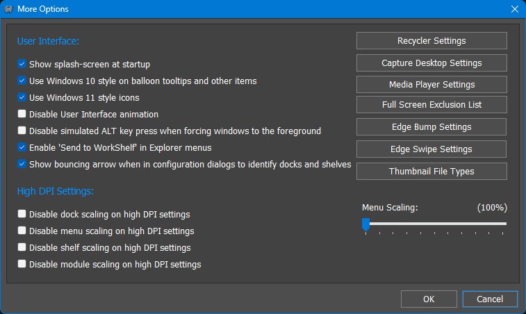 General More Options dialog