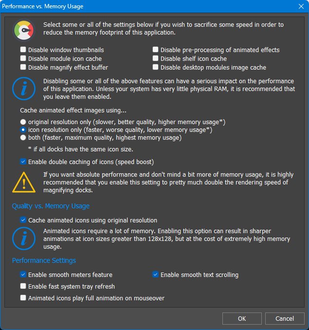 Advanced Performance settings