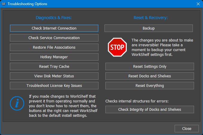 Troubleshooting options