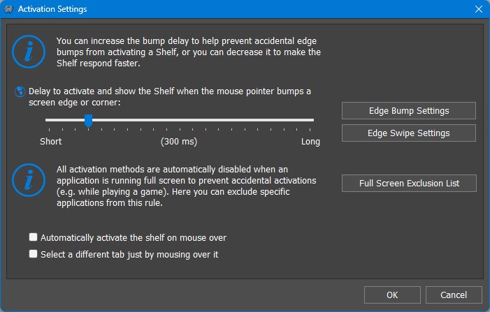 Activation Settings dialog