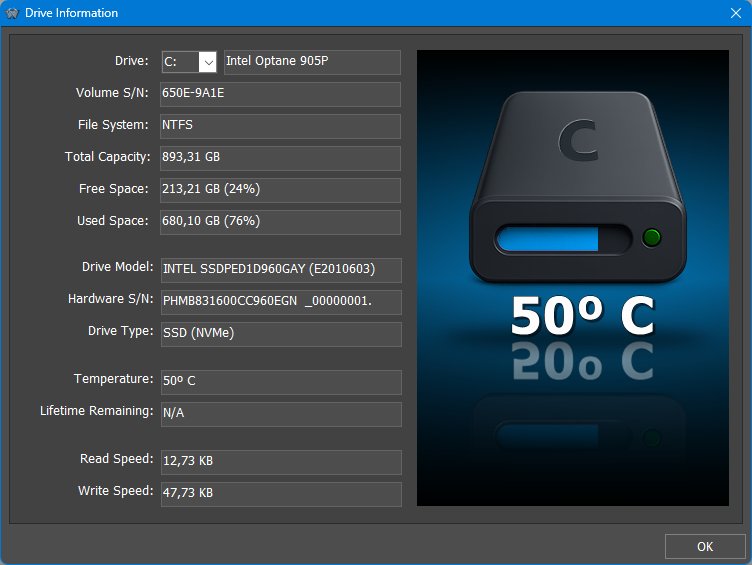 Disk information dialog