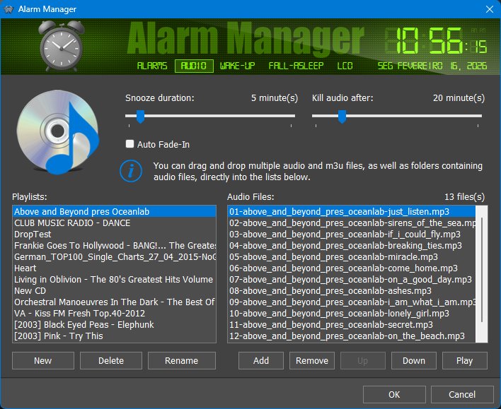 Alarm audio playlists